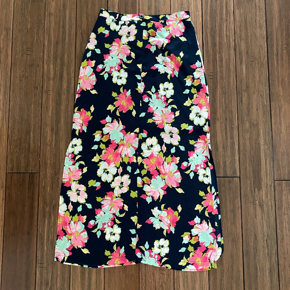 Navy floral skirt